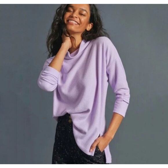 Anthropologie Women's Theresa Rib Knit Oversize Mock Neck Tunic Sweater Size M - Picture 1 of 12
